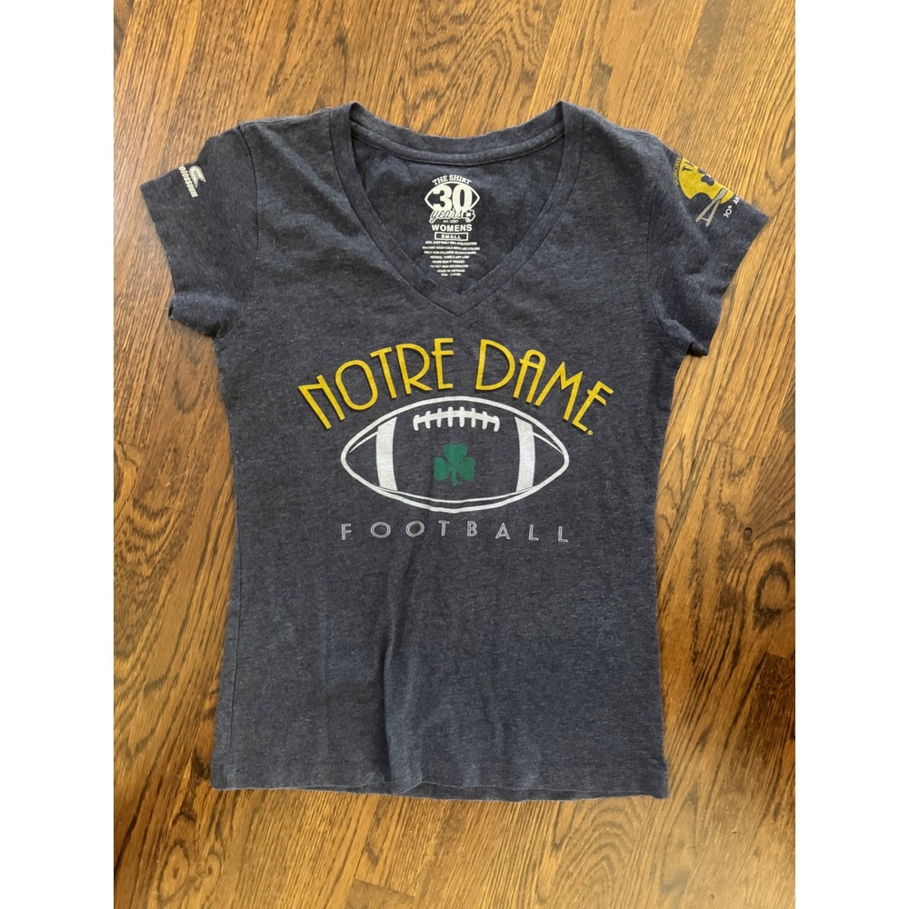 Notre Dame Football The Shirt 2019 30th‎ Anniversary V-Neck Navy Womens Small